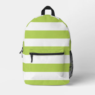 Green Stripes, White Stripes, Striped Pattern Printed Backpack