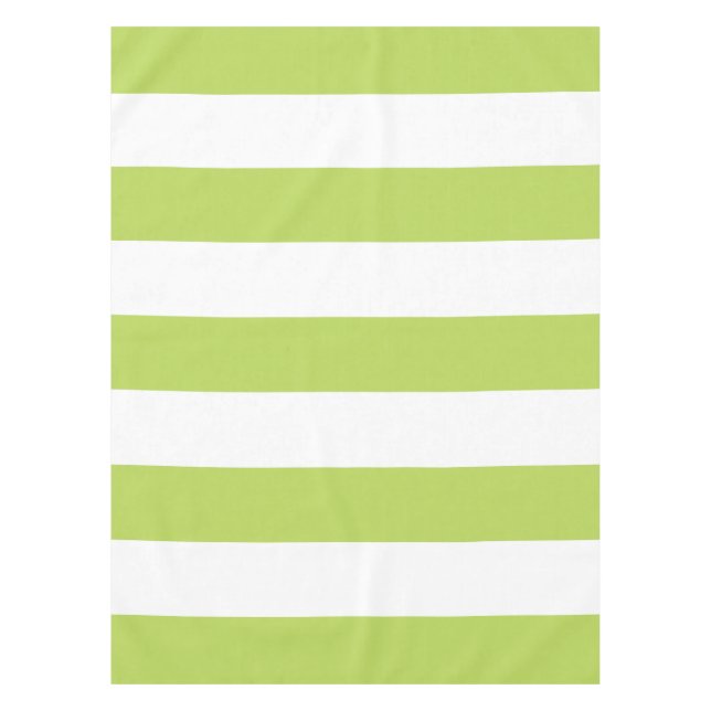 Green Stripes, White Stripes, Striped Pattern Tablecloth (Front)