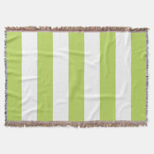 Green Stripes, White Stripes, Striped Pattern Throw Blanket