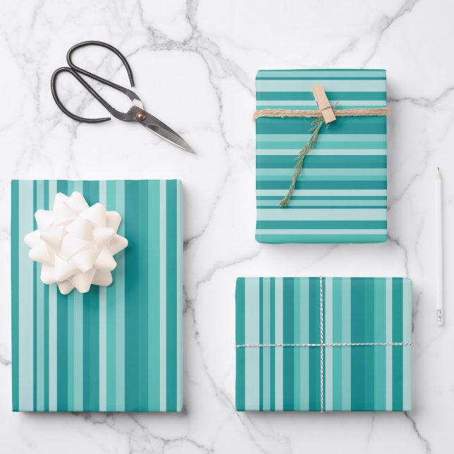 Green Stripes  Wrapping Paper Sheet (Front)