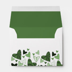 Green Stylised Hearts Envelopes