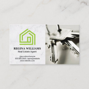 Green Stylised House Logo   Keys Business Card