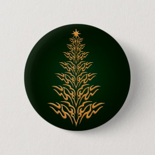 Green Stylish Christmas Tree Button