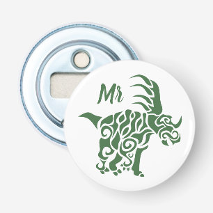 Green Styracosaurus  with Tribal War Paint Bottle Opener