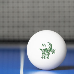 Green Styracosaurus  with Tribal War Paint Ping Pong Ball