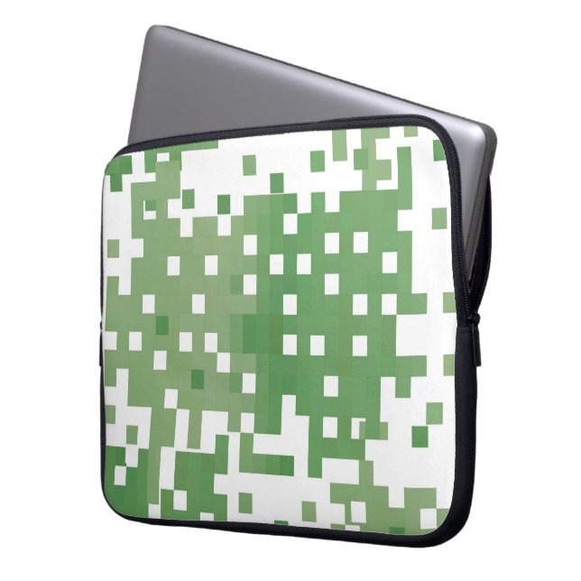 Green Suare Pixel Pattern Laptop Sleeve (Front Left)