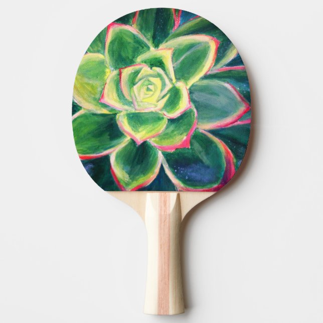 Green Succulent Art Drawing Ping Pong Paddle (Front)