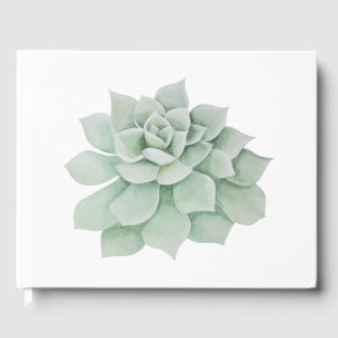 Green Succulent Cactus Mint Watercolor Wedding Guest Book