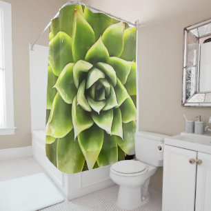 Green Succulent Close Up Cacti Art Shower Curtain