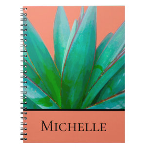 Green Succulent Desert Botanical Garden Peach Notebook