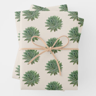 Green Succulent Desert Botanical Wrapping Paper Sheet