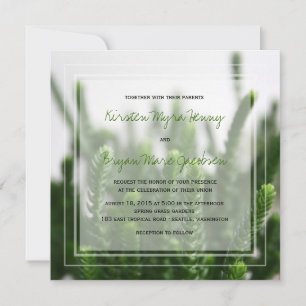Green Succulent Grass Nature Photo Modern Wedding Invitation