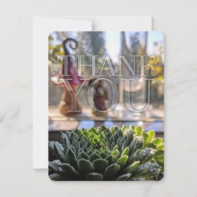 Green Succulent Nature theme Thank You (Front)