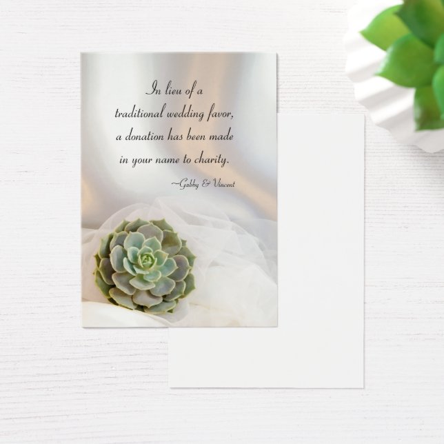 Green Succulent on White Wedding Charity Favours (Desk)