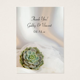 Green Succulent on White Wedding Favour Tags
