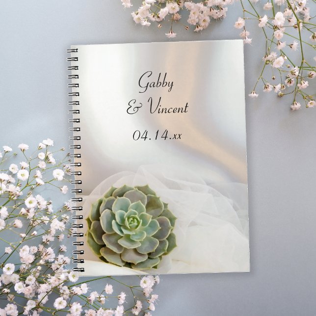Green Succulent on White Wedding Guest Book (Creator Uploaded)
