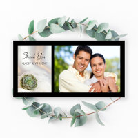 Green Succulent on White Wedding Thank You Photo