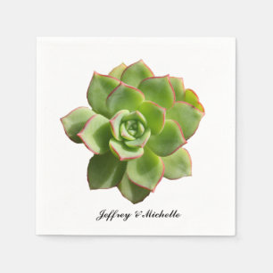 Green Succulent Personalised Napkin
