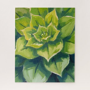 Green Succulent Plant Painting Jigsaw Puzzle