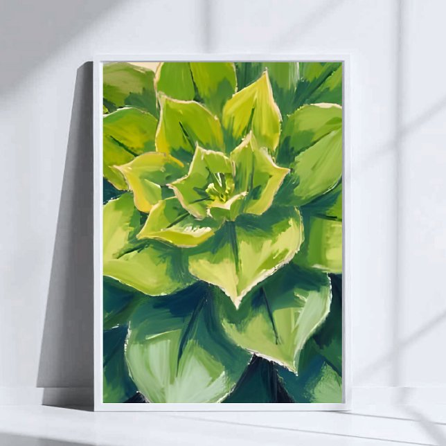 Green Succulent Plant Watercolor Painting Poster (Creator Uploaded)