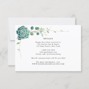 Green Succulent Wedding Details Card