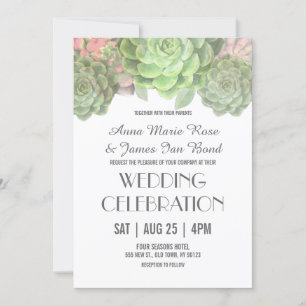 Green Succulent Wedding Invitations