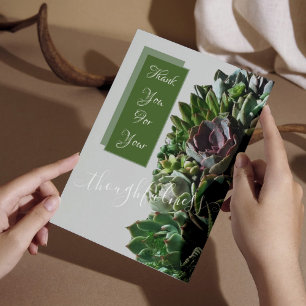 Green Succulent Wedding Thank You Cards