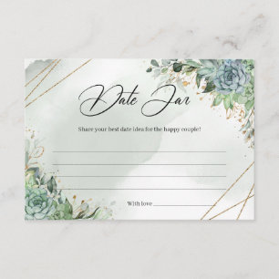 Green succulents eucalyptus foliage Date Jar Card