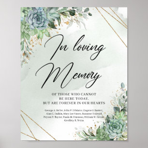 Green succulents eucalyptus In loving memory sign