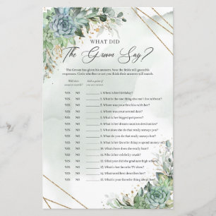 Green Succulents gold frame What did the groom say