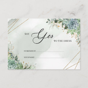 Green succulents gold Say Yes to the dress Card