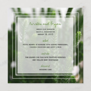Green Succulents Grass Nature Photo Modern Wedding Menu