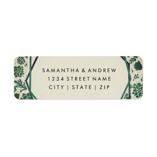 Green Succulents in Natural Wedding Return Address Return Address Label