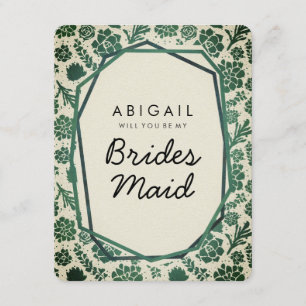 Green Succulents in Natural Will You Be Bridesmaid Invitation