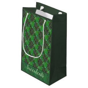 Green Succulents Lattice Pattern Gift Bags