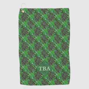Green Succulents Lattice Pattern Golf Towel