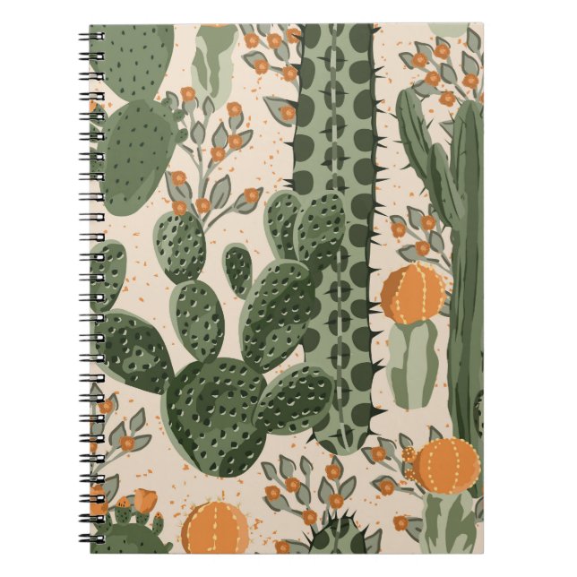 Green succulents, orange flowers, beach wallpaper. notebook (Front)