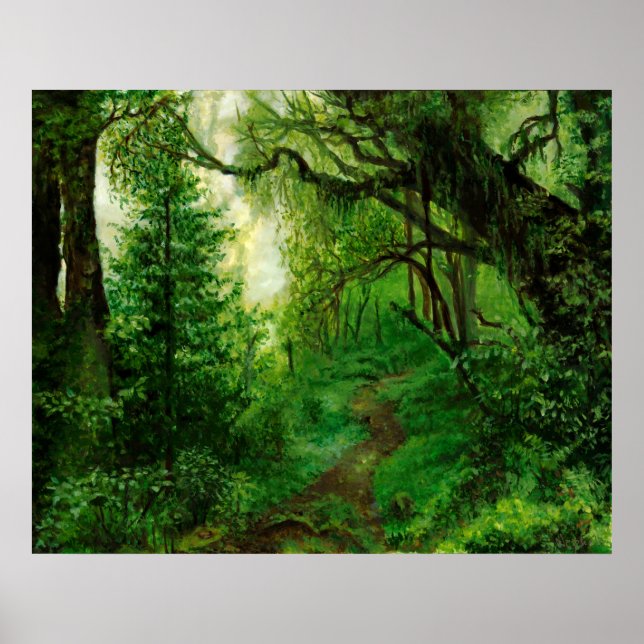 Green Summer Forest Painting Print by Nephele (Front)