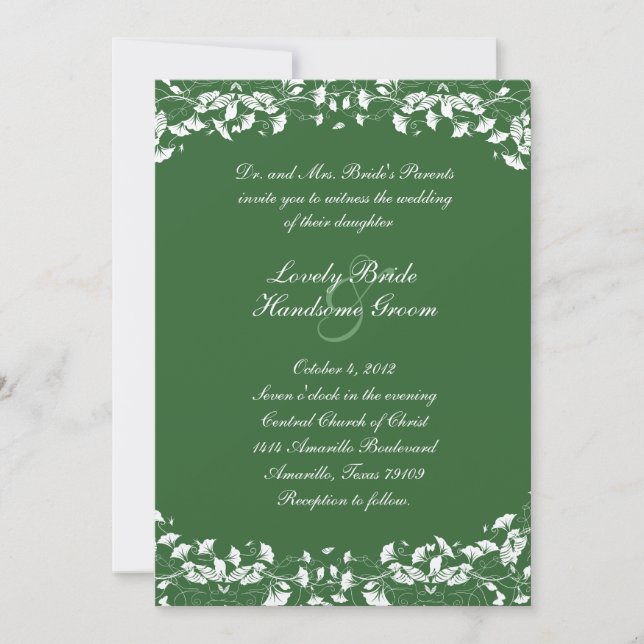 Green Summer Tree Wedding Invitation (Front)