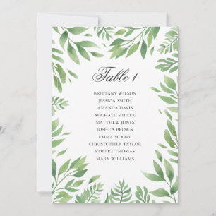 Green summer wedding seating chart. Botanical Invitation