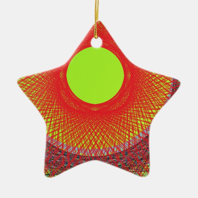 green sun abstract art ceramic tree decoration (Front)