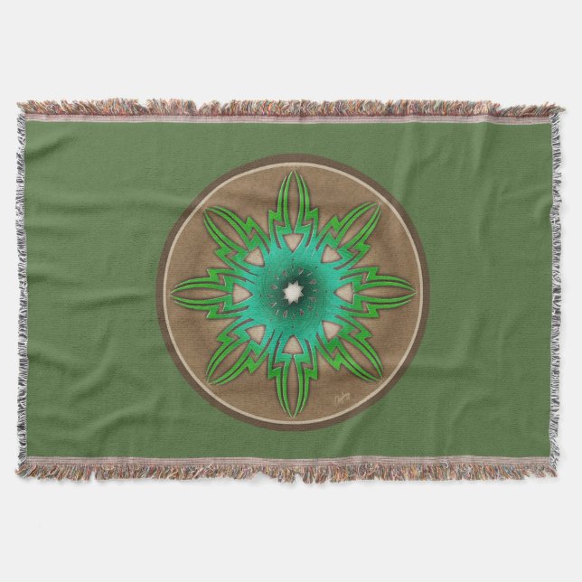 Green Sun Throw Blanket (Front)