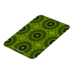 Green Sunburst Abstract Kaleidoscope Pattern Magnet