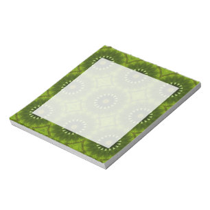 Green Sunburst Abstract Kaleidoscope Pattern Notepad