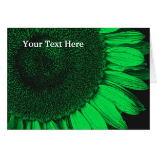Green Sunflower Petals Floral Art Photo Card