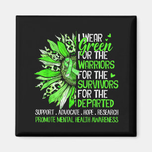 Green sunflower warriors survivors mental healthGr Magnet