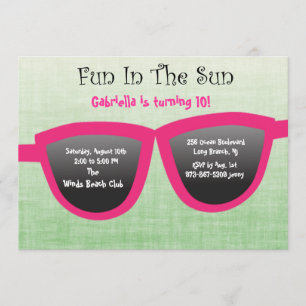 Green SunGlasses Birthday Party Invitation