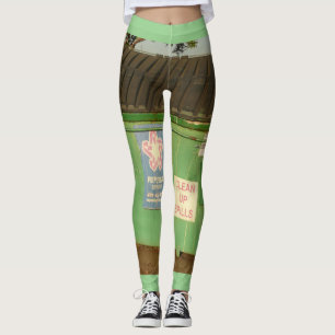 green sunset evening dumpsters leggings
