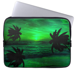 GREEN SUNSETS OCEAN SCENIC LAPTOP SLEEVE