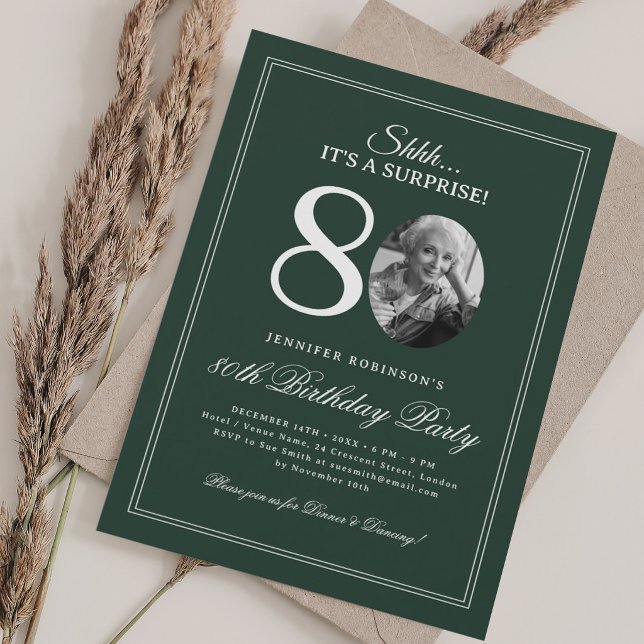 Green | Surprise 80th Birthday Party Invitation (Green | Surprise 80th Birthday Party Invitation)